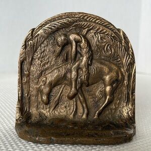 Vintage Dodge Company The End of the Trail Cast Metal Bronze Figural Bookend EUC